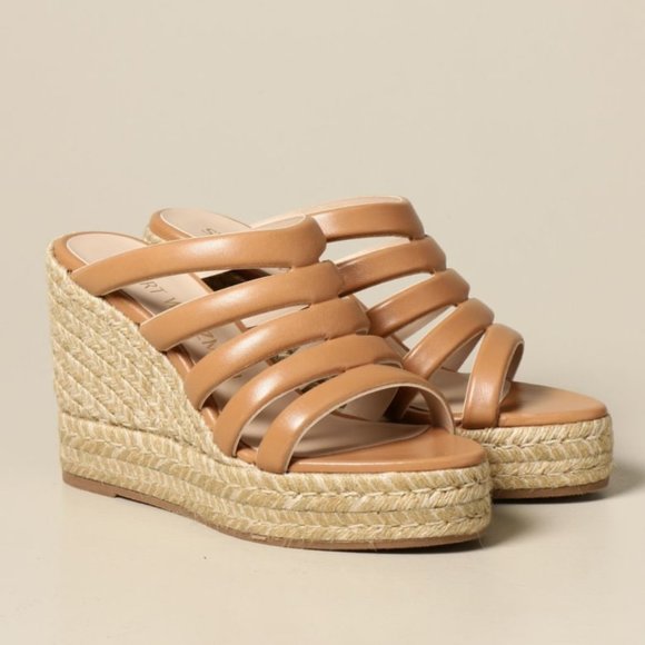 NWT Stuart Weitzman Lilyana Leather Wedge Sandal size 9